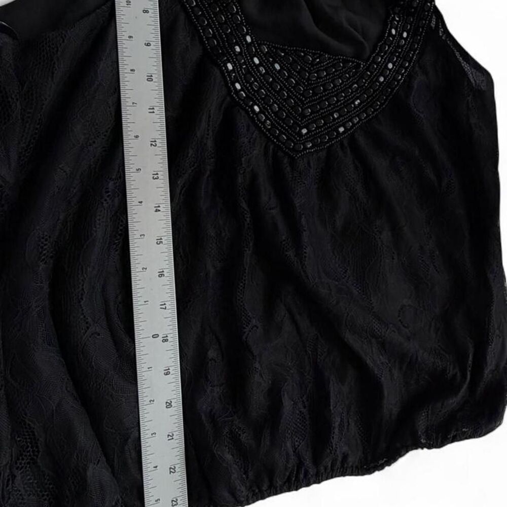 Vintage Y2K Bebe Black Floral Lace Beaded Halter Tank Top Size S - Picture 9 of 10
